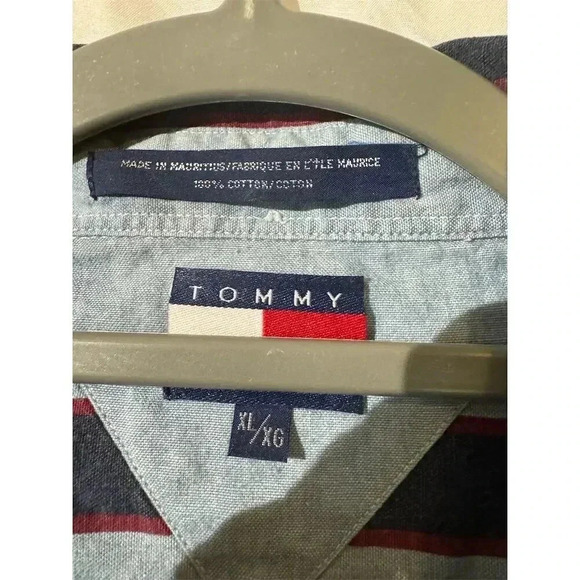 Tommy Hilfiger Mens XL VTG Y2K Crest Striped Button Shirt Multicolor Old Money - Picture 9 of 11